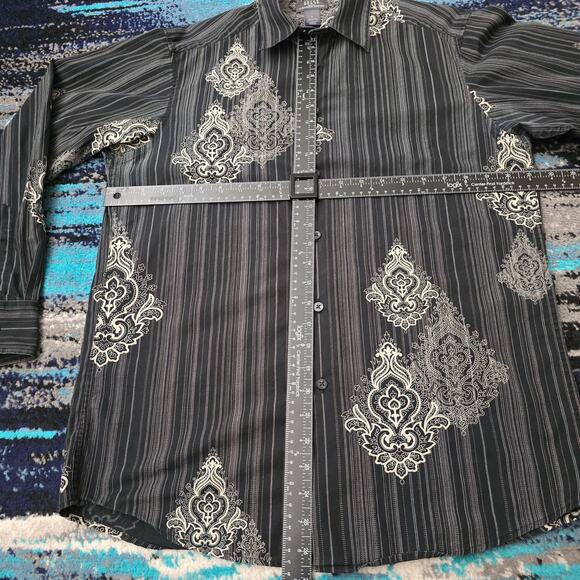 Men's Crazy Horse Long Sleeve Button Down Stripes & Design Dress Shirt Size M - Picture 8 of 12